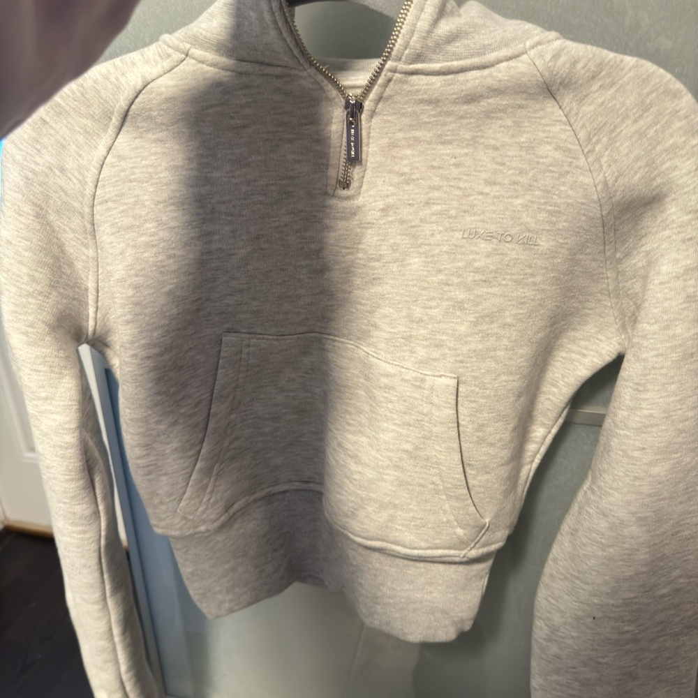 LUXE TO KILL half zip grey sweater